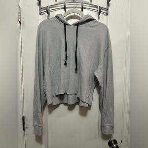 Victoria’s Secret PINK Waffle Hoodie women’s L gray boxy cropped top athleisure